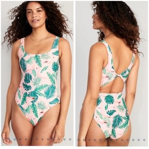 Old Navy Birds In Paradise Twist-Back Cutout One-Piece Swimsuit NWT